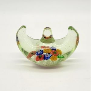 Vintage 1930s Chinese Millefiori Glass Brush Chopstick Holder Paperweight